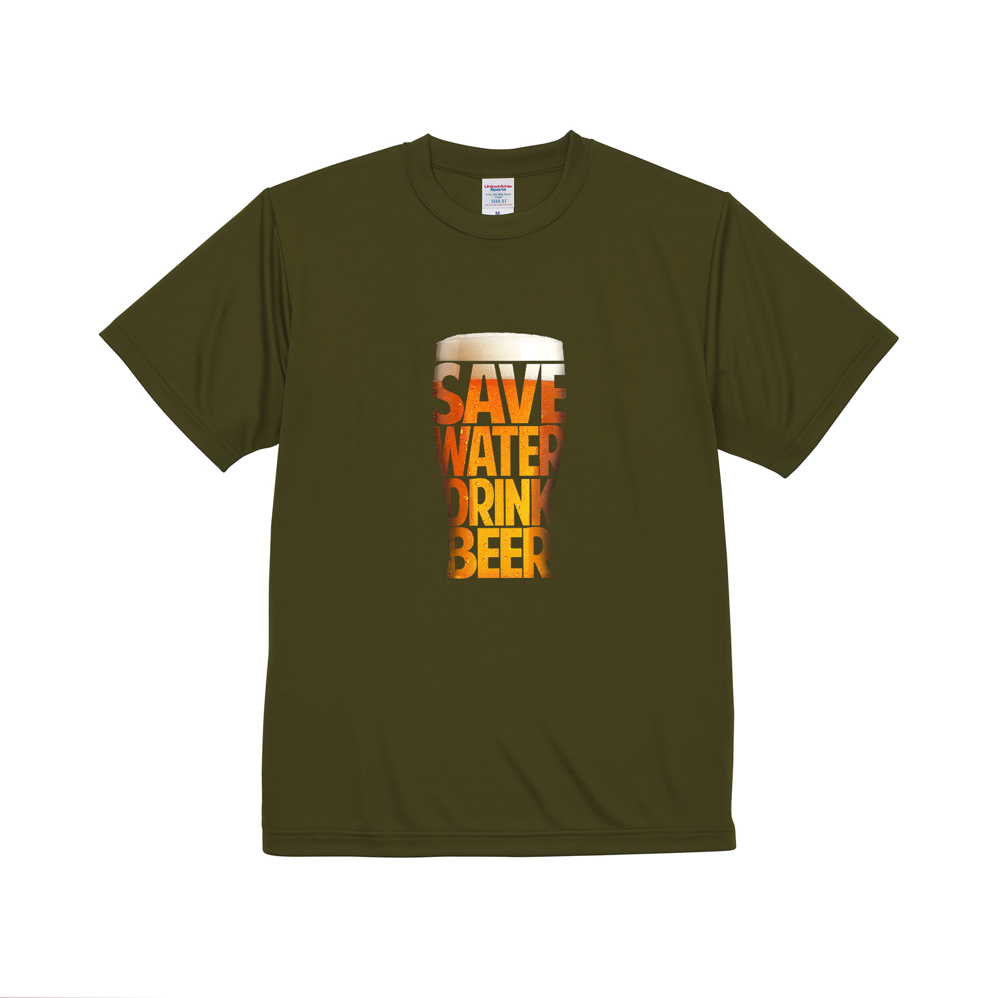 「SAVE WATER DRINK BEER 」誕生日プレゼントにも最適!居酒屋・飲み会で話題の面白ドライシルキータッチTシャツ|日本酒・ビール・焼酎・ウイスキー好きにおすすめ